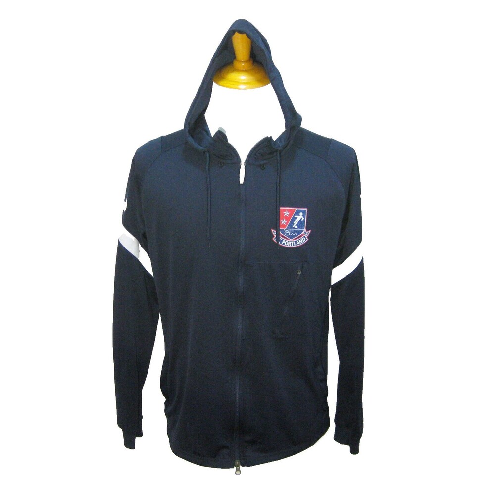 F.C. PORTLAND Men's Large Blue NIKE Full Zip Hoodie Hooded Sweatshirt Soccer Top